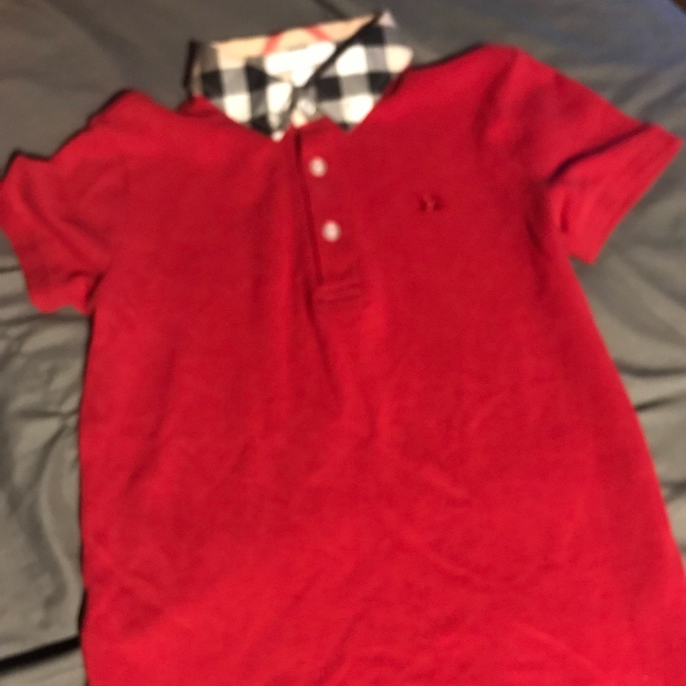 Red Boys Burberry polo shirt (no fading)
